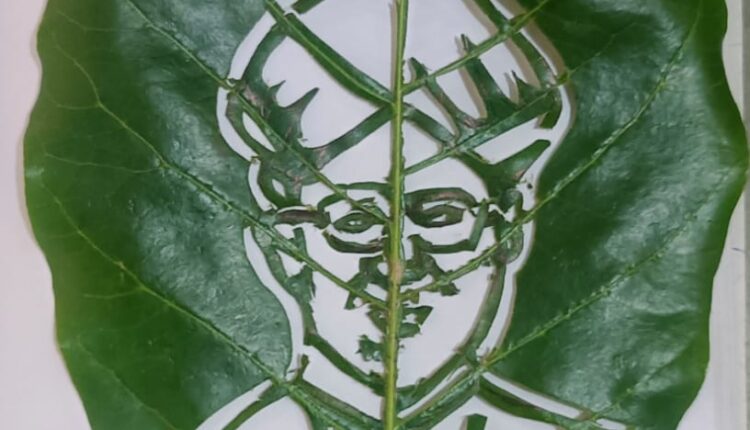 Image of Sarvepalli Radhakrishna on almond leaf